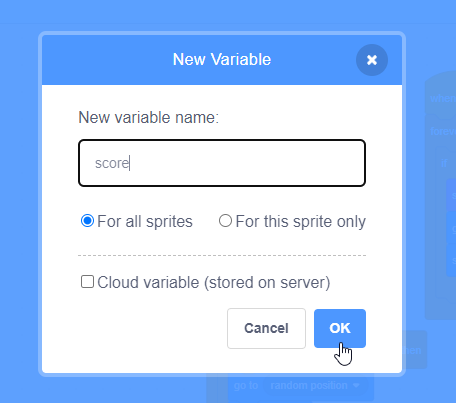 name the variable "score"